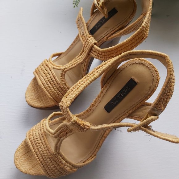 Rachel Zoe Heels Size 38 Ankle Strap cream open Toe - Picture 3 of 6